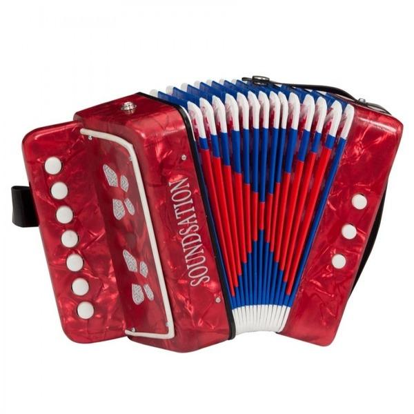 Mini acordeon rosu 3 basi Soundsation ST-214R